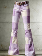 Women's Retro Daily Art Plaid Flared Pants