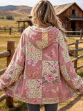 Women'S Retro Butterfly and Floral-Print Hooded Jacket