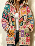 Women'S Butterfly Pattern Casual Sweater Long Cardigan