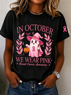 Women's In October We Wear Pink Printed Casual T-Shirt
