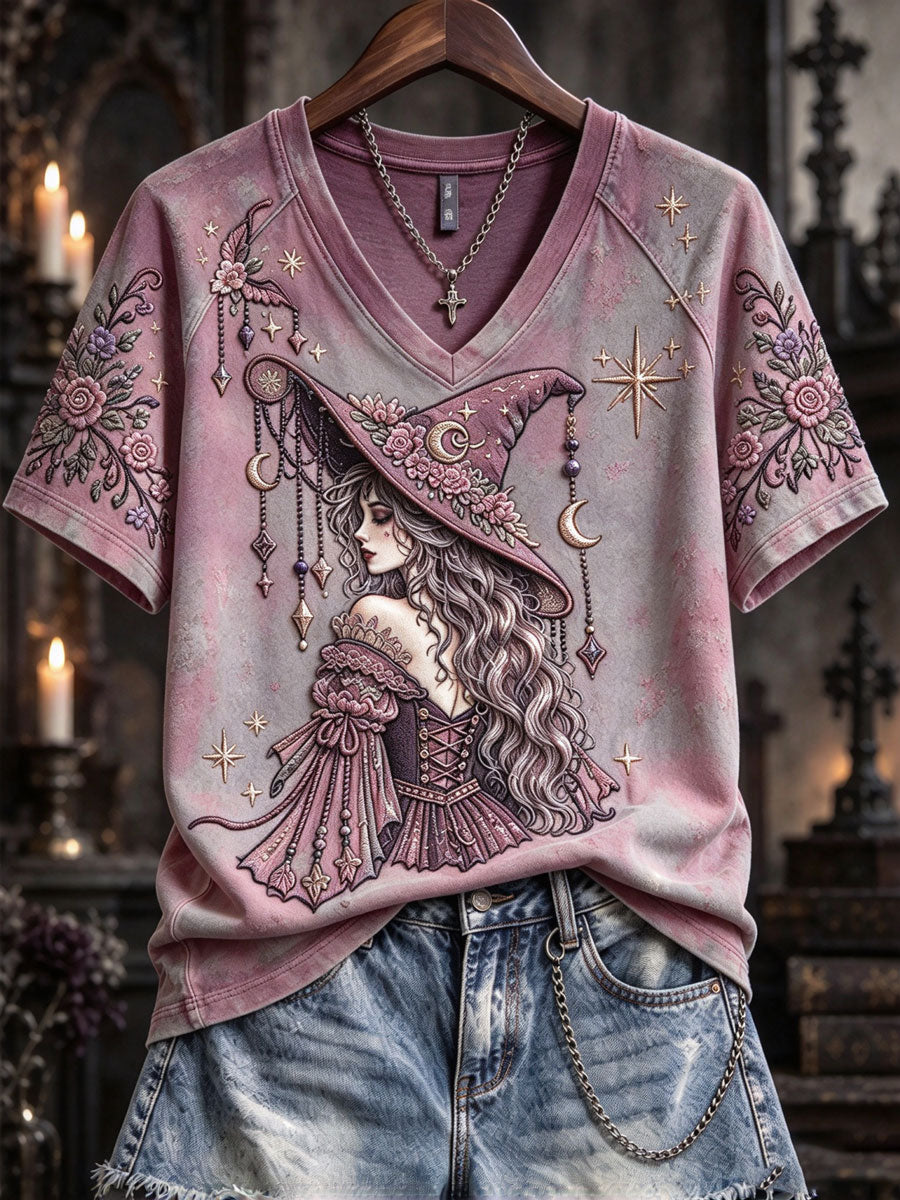 Women'S Halloween Witch V-Neck T-Shirt
