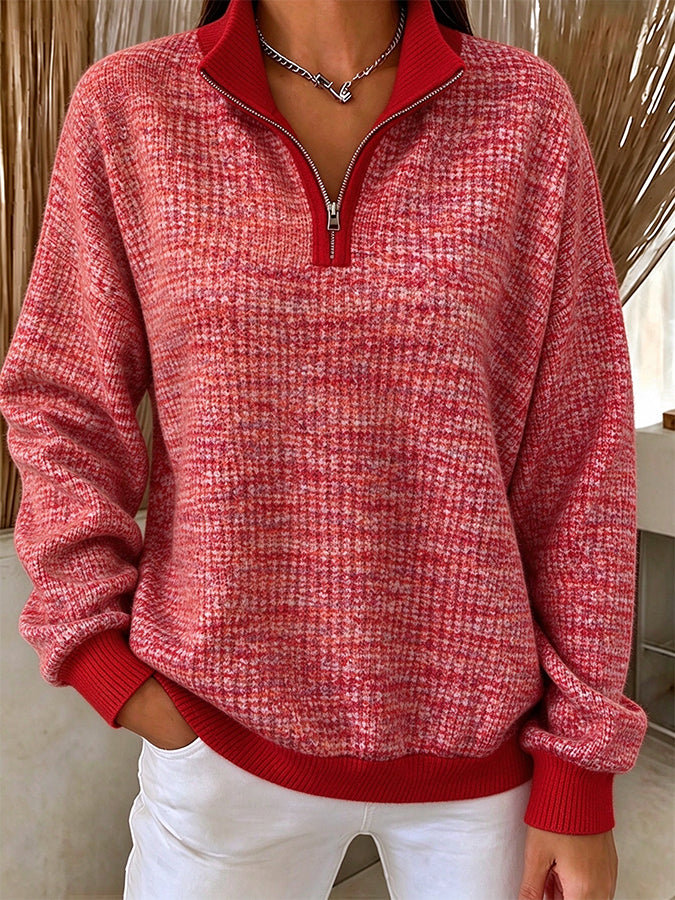 Women'S Breast Cancer Collared zip-up sweatshirt