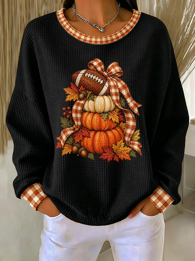 Women'S Autumn Season Waffle Sweatshirt