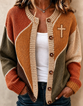 Women'S Autumn Vintage Printed Knitted Cardigan