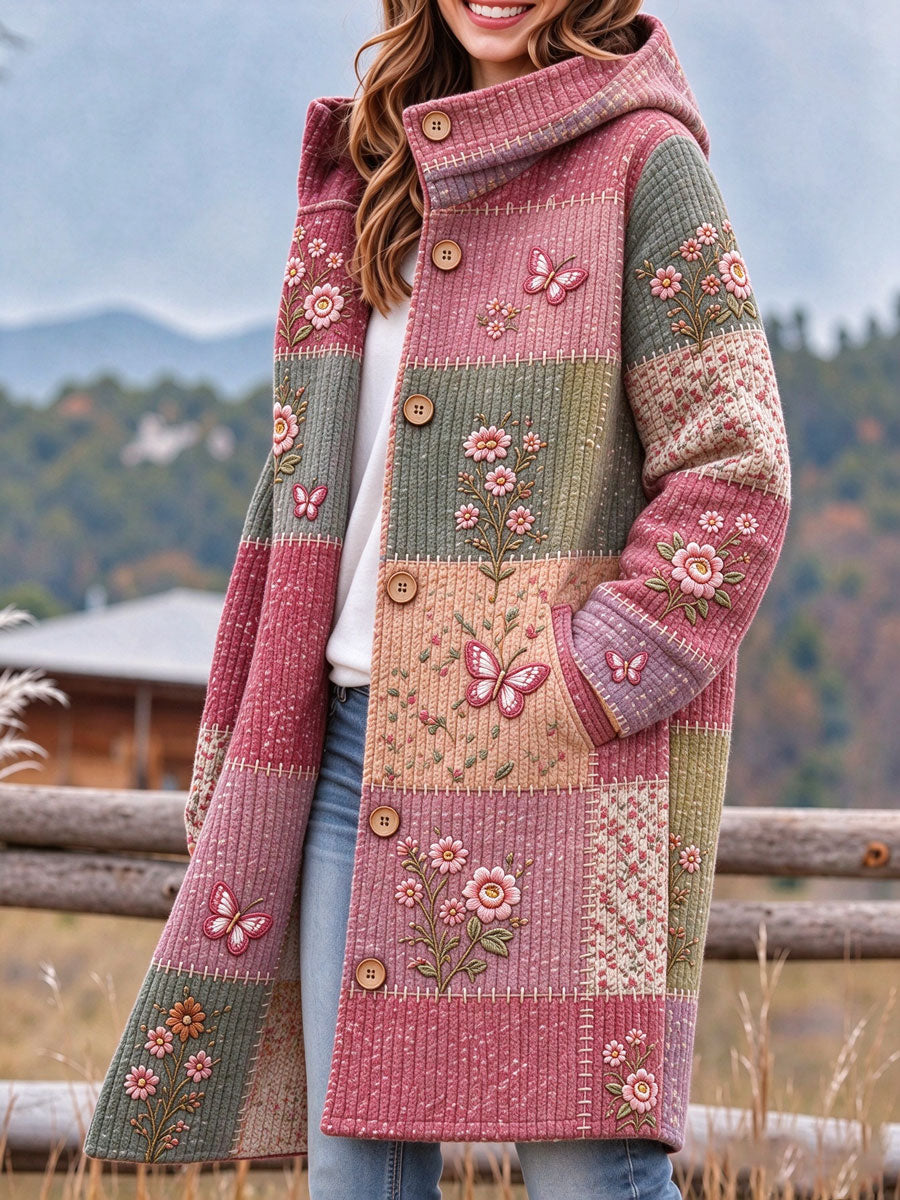 Women'S Color-Block Floral Printed Casual Button Jacket