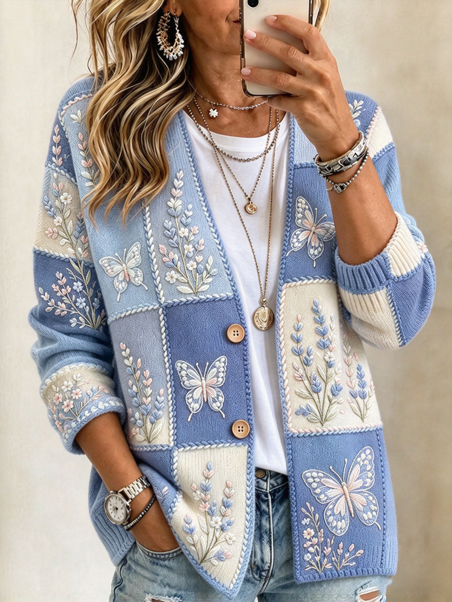 Women's Patchwork Art Knitted Cardigan