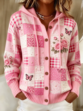 Women'S Floral Pattern Casual Knitted Cardigan