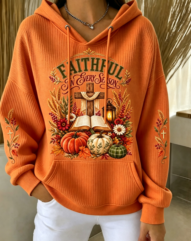 Women'S Autumn Faith Printed Hooded Sweatshirt