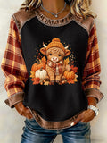 Women'S Highland Cow Printed Casual Long Sleeve Top