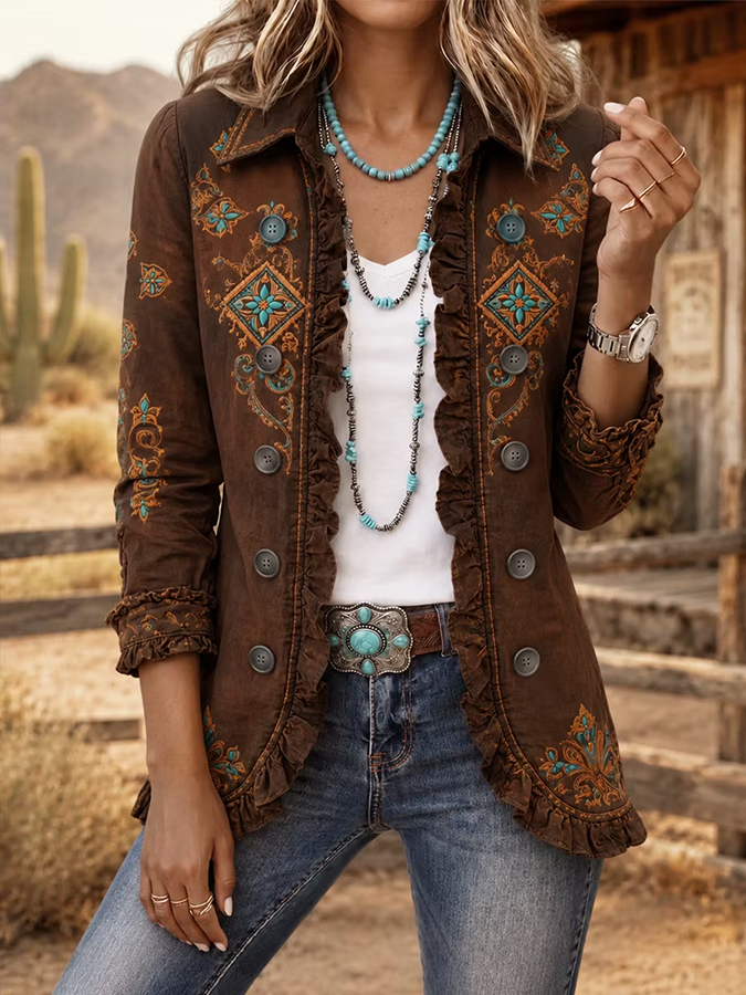 Women's Western Pattern Print Jacket