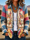 Ladies' Butterfly Patterned Casual Western Style Jacket