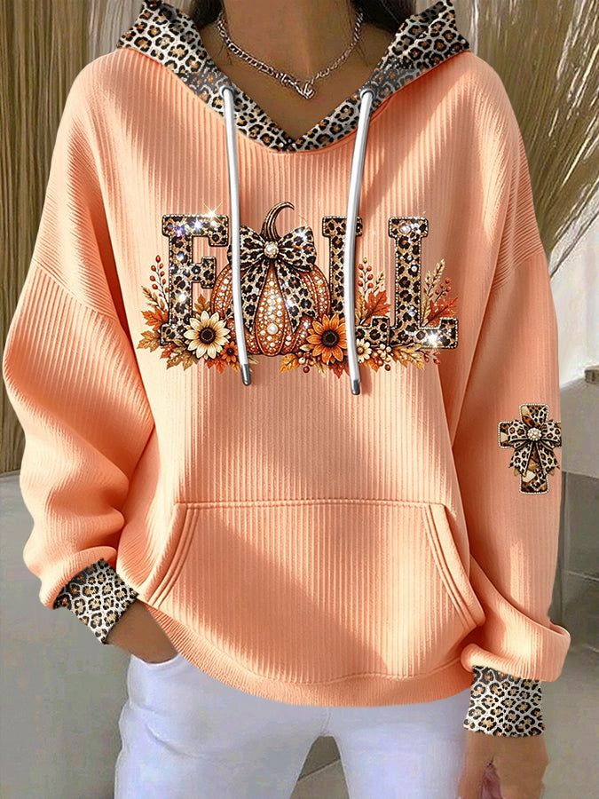 Women'S Fall Printed Hooded Sweatshirt
