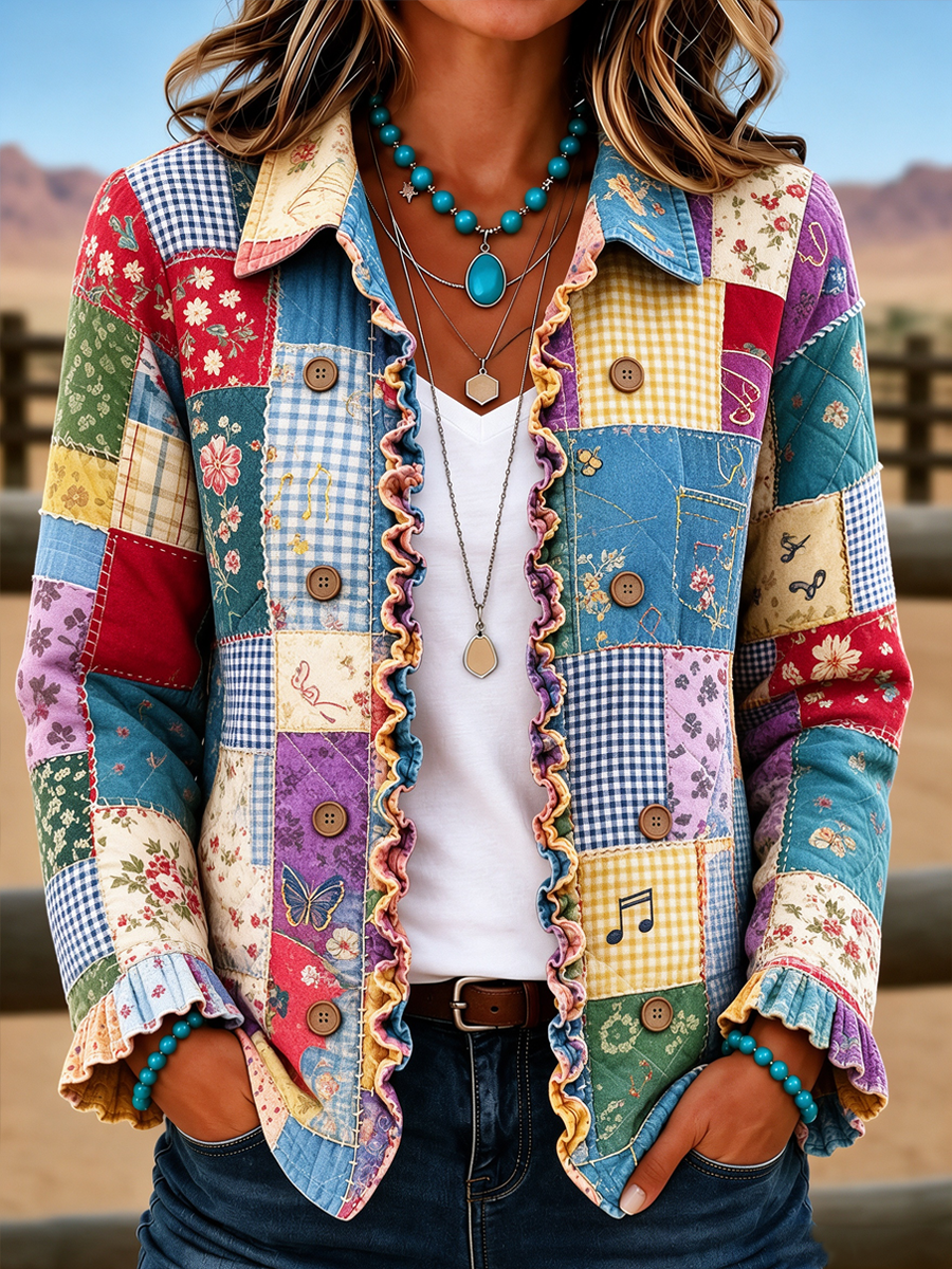 Ladies' Butterfly Patterned Casual Western Style Jacket