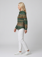 Women's Autumn Faith Cross Striped Printed Button-up Shirt