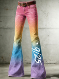Women'S Commemorative Pattern Printed Casual Jeans