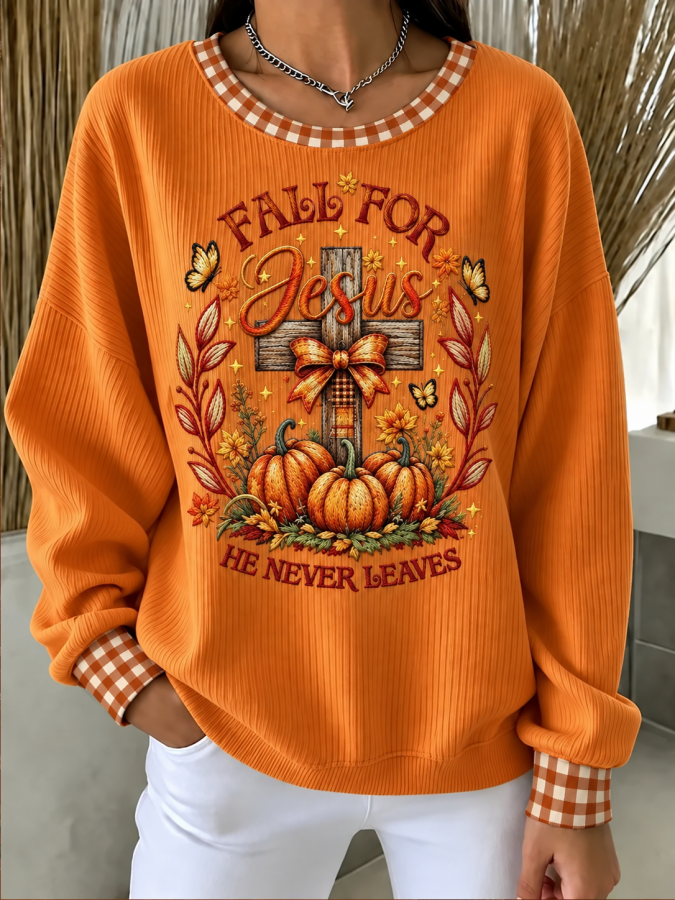 Women Text Letters Crew Neck Printing Casual Spring/Fall Long Sleeve Sweatshirt