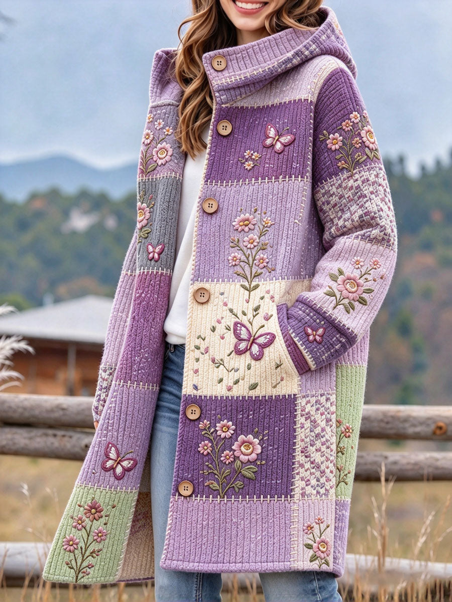 Women'S Color-Block Floral Printed Casual Button Jacket