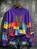 Ladies' butterfly patterned casual hoodie