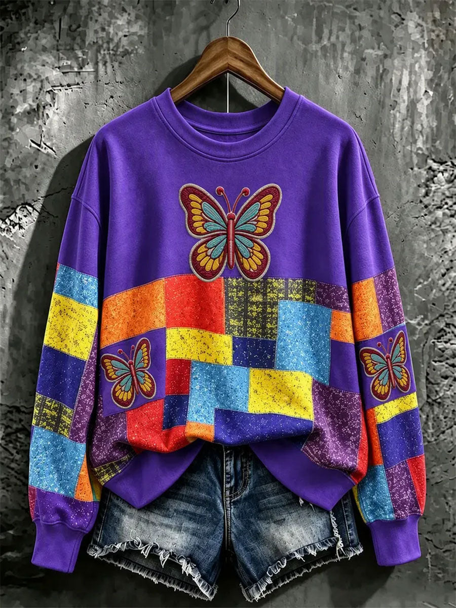 Ladies' butterfly patterned casual hoodie