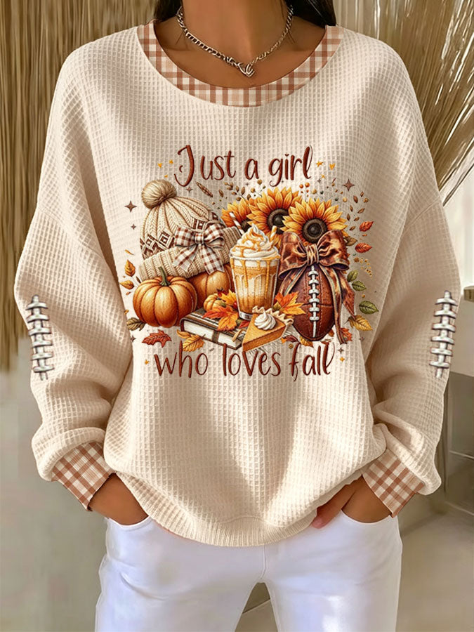 Women'S Fall Print Waffle Sweatshirt