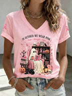 Women'S In October We Wear Pink Print T-Shirt