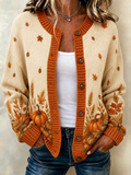 Women's Casual Pumpkin Autumn Wool Cardigan
