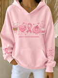 Women's Breast Cancer Awareness Cute Cartoon Graphic Hoodie