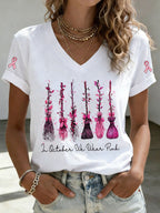 Women'S In October We Wear Pink Print Short-Sleeve T-Shirt