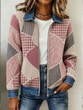 Women's  Patchwork Knitted Zipper cardigan