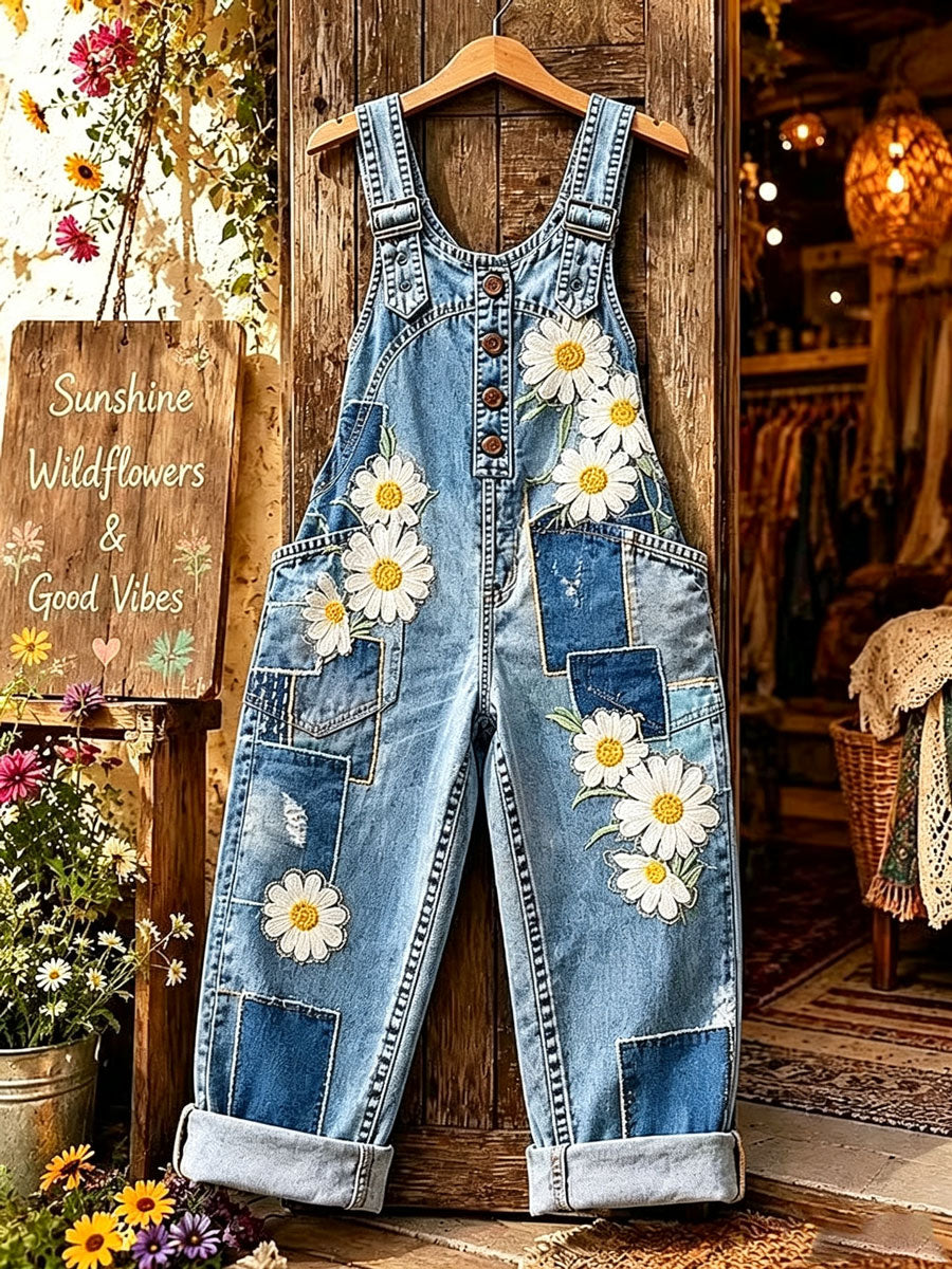 Women'S Floral Patterned Overalls