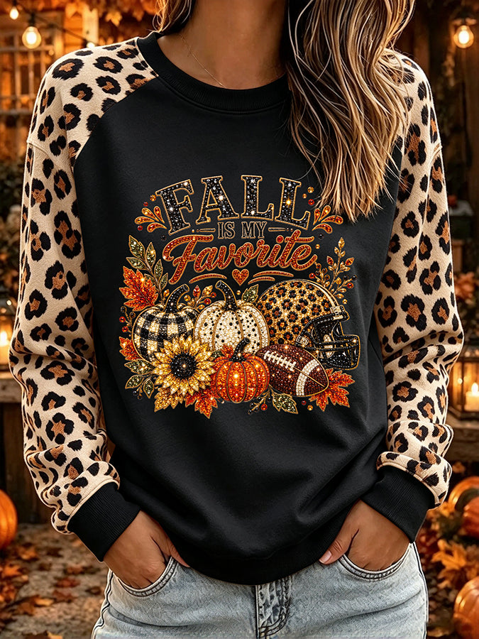 Women's Autumn Casual Pumpkin Rugby Hoodie