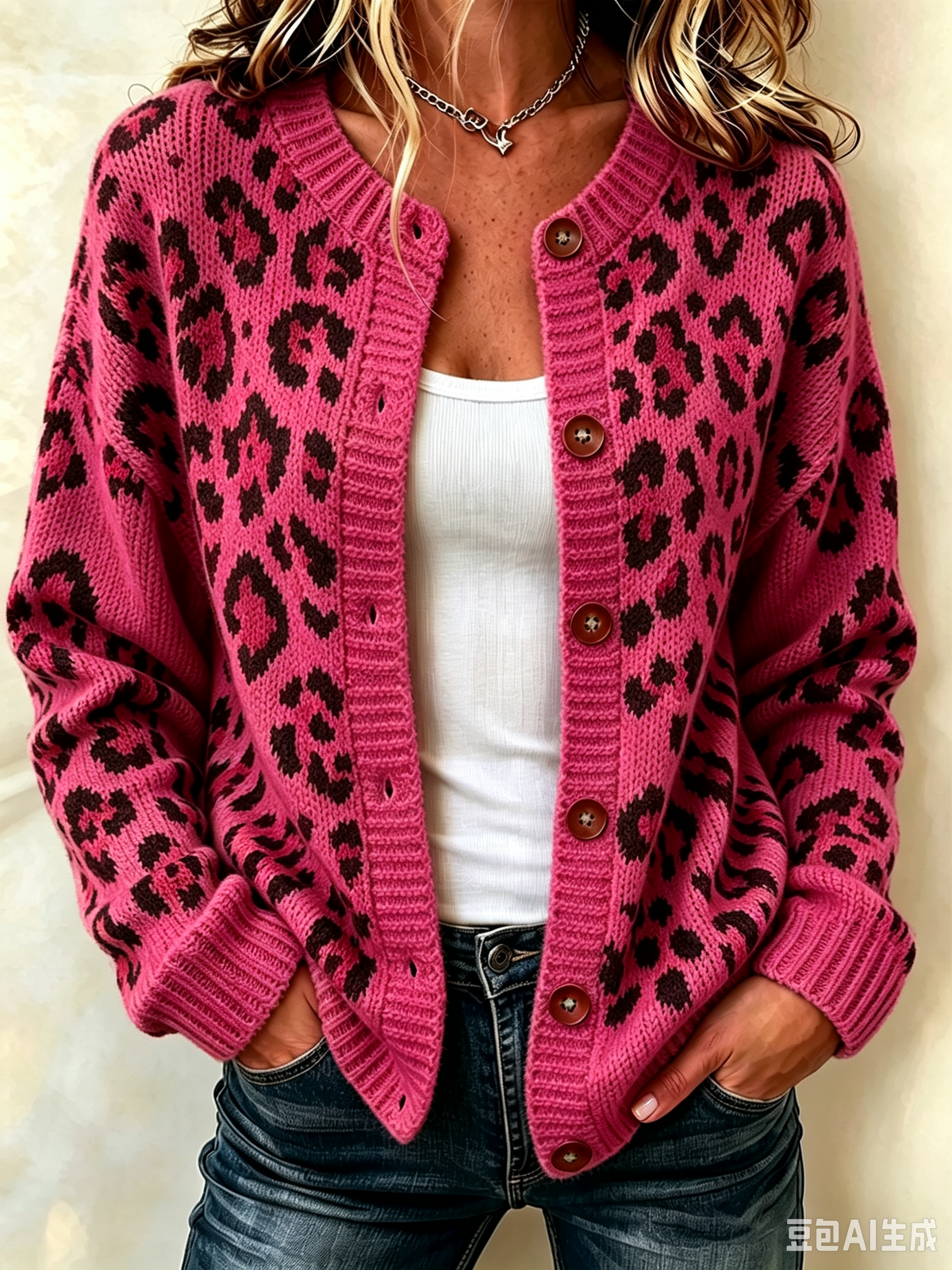 Women's Leopard print Retro Western Printed Cardigan