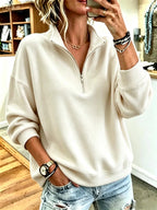 Women's Casual Stand Collar Plain Sweatshirt