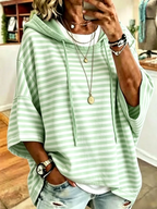 Women's Casual Loose Casual Striped Hooded Sweatshirt
