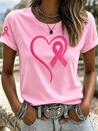 Women'S Breast cancer awareness Printed Casual T-Shirt