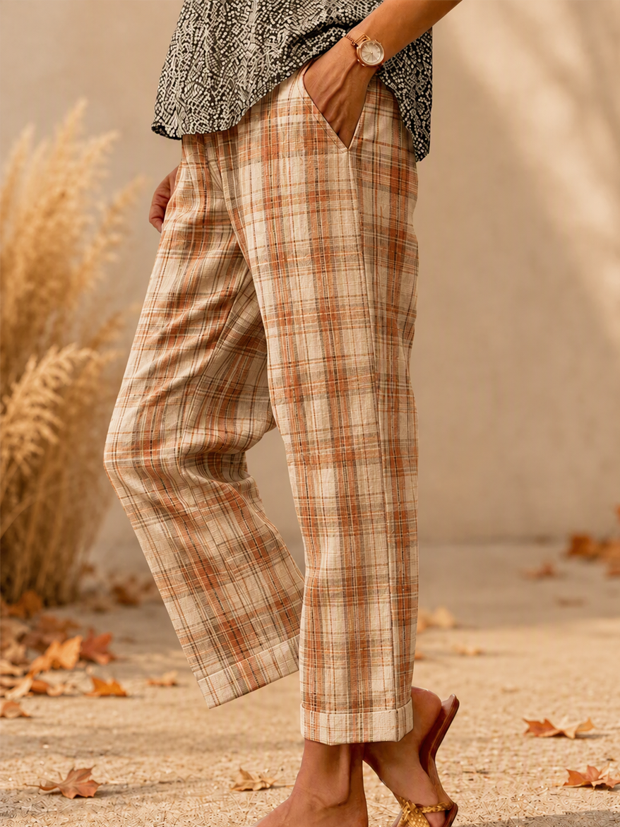 Women's Autumn Casual Plaid Print Pants