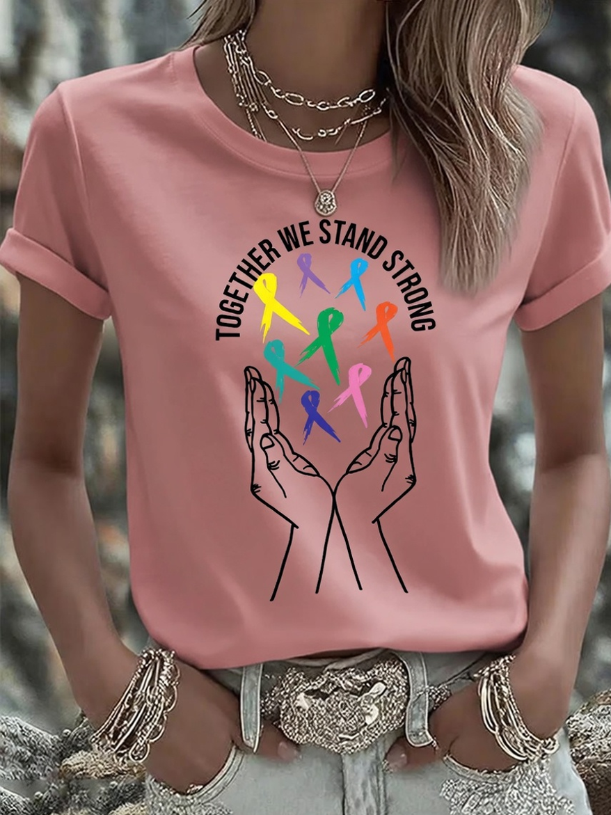 Women'S Breast Cancer Awareness Print Short-Sleeve T-Shirt