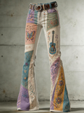 Women's Butterfly Pattern Art Print Flared Trousers