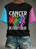 Women All Cancer Ribbons Awareness T-Shirt Cancer Sucks Print