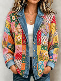 Ladies' Butterfly Pattern Splicing Effect Coat