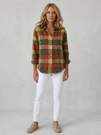 Women'S  Casual  Print Lapel Long Sleeve Shirt