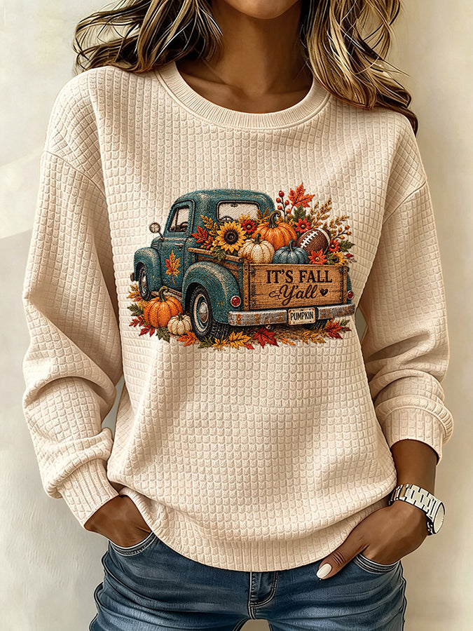 Women'S Autumn Football Fan Square Long Sleeved Round Neck Sports Shirt