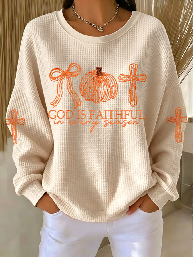Women'S GOD IS FAITHFUL In Every Season Waffle Sweatshirt