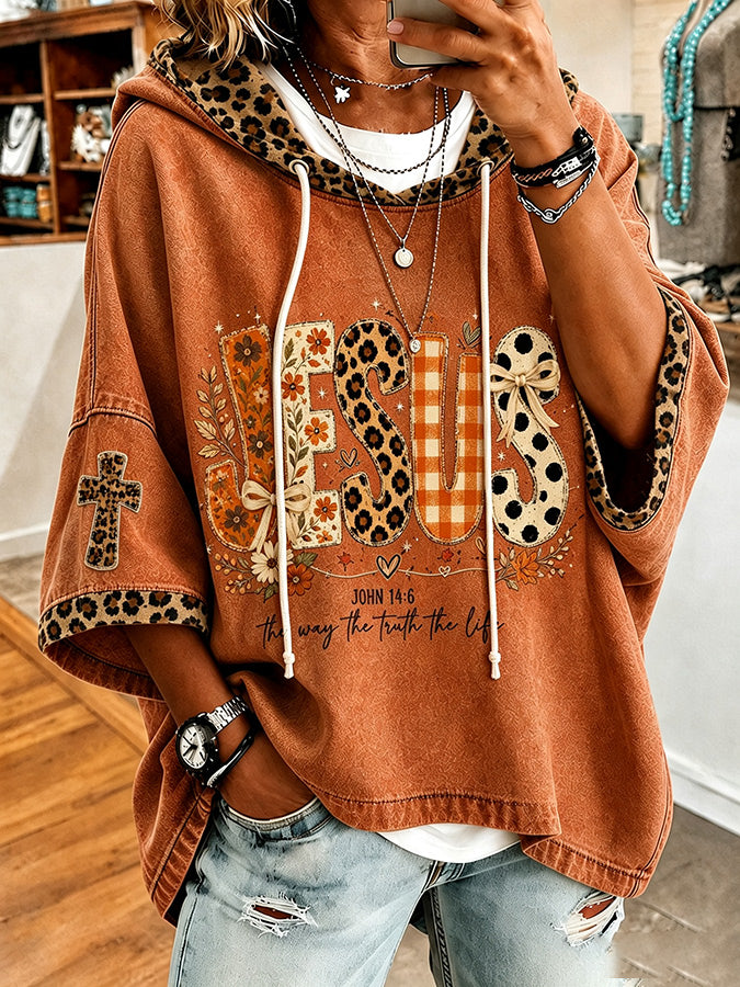Women's Retro Fall Cross Jesus Graphic Sweatshirt