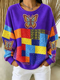 Women's Casual Commemorative Printed Long-Sleeved Top