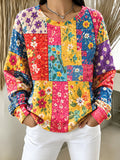 Women'S Floral Print Round Neck Sportswear