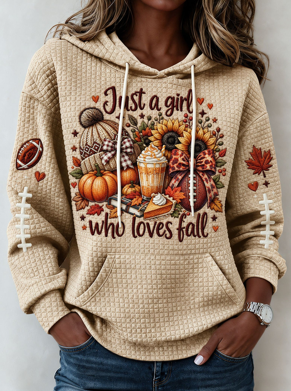 Women'S Just A Girl Who Loves Fall Football Hoodie