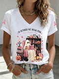 Women'S In October We Wear Pink Print T-Shirt