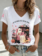 Women'S In October We Wear Pink Print T-Shirt