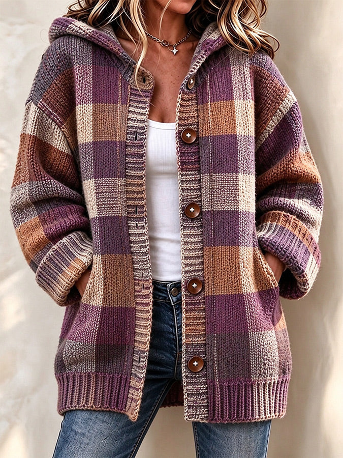Women'S Autumn Vintage Plaid Printed Casual Cardigan